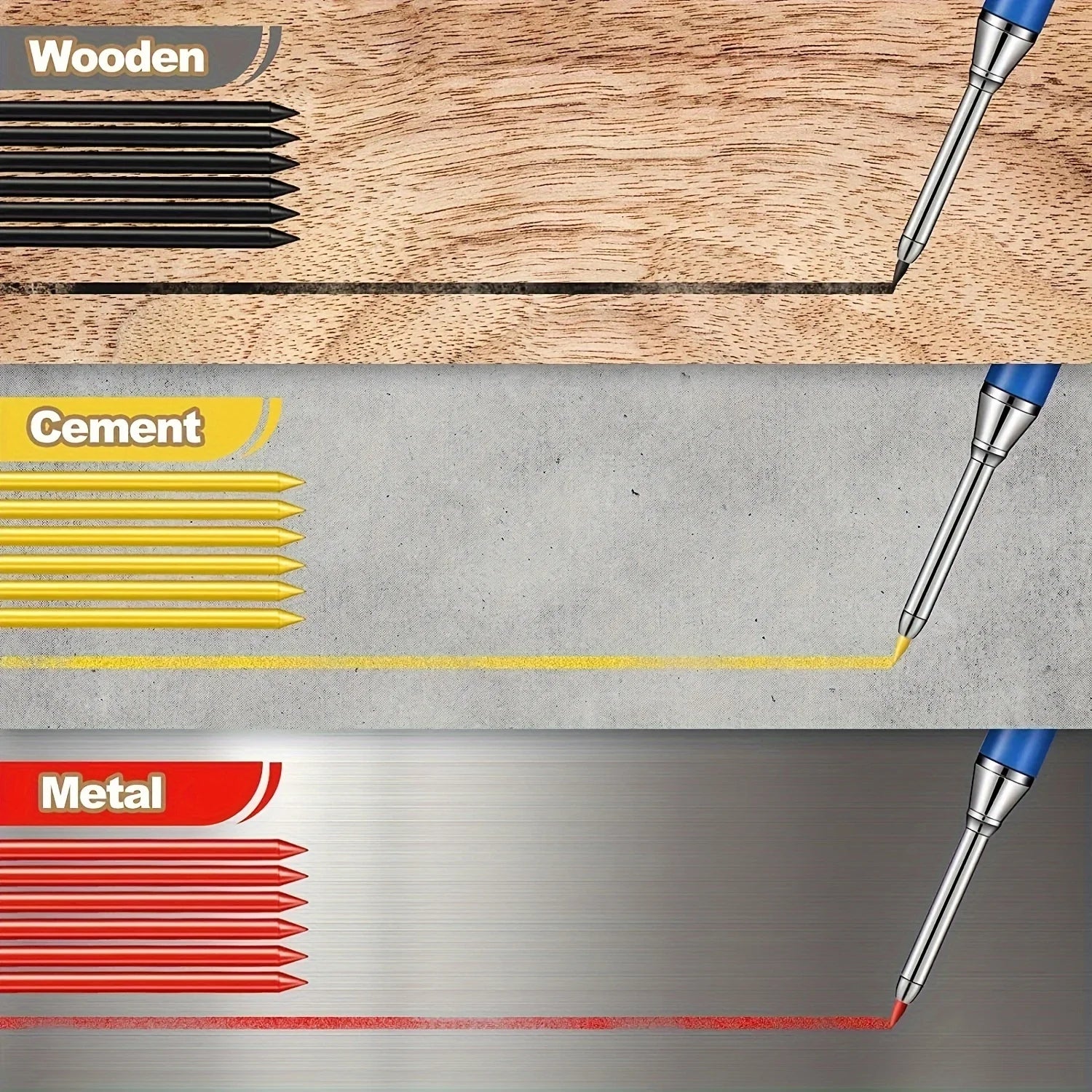 Solid Carpenter Pencils Set with 16Refills, 2.8mm Deep Hole Mechanical Pencil Marker Construction Pencils Woodworking Drafting Beauty World Shop
