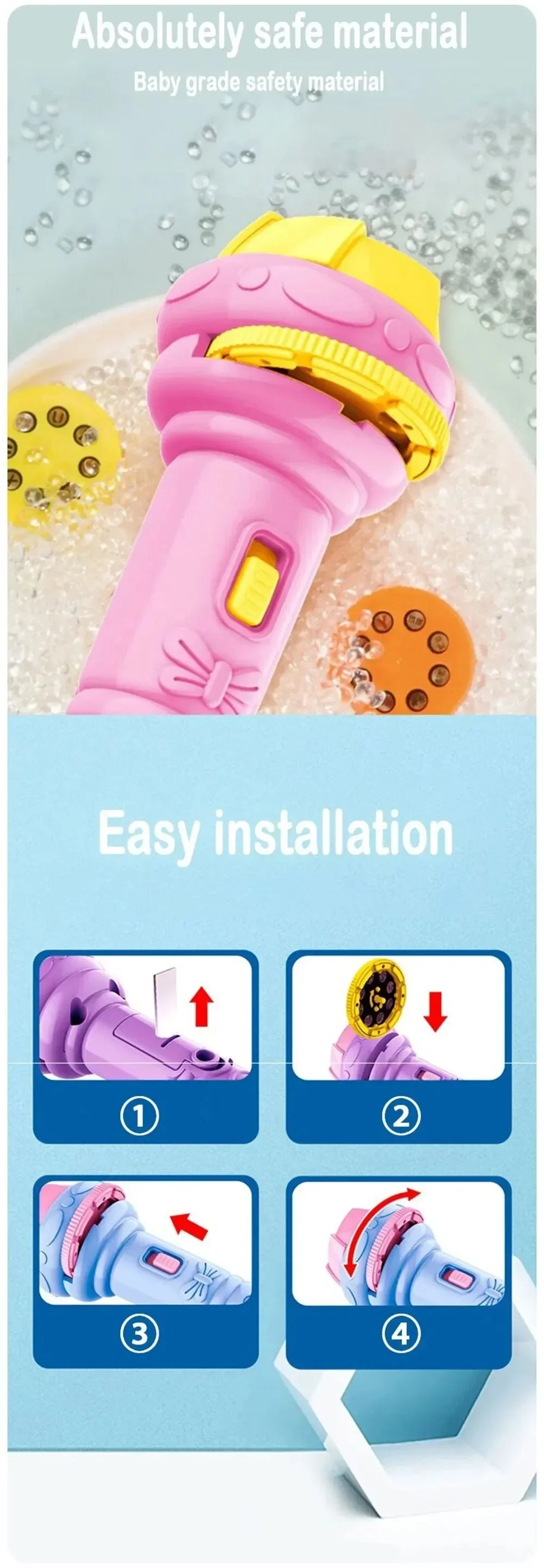 10 Cards Cartoon Projection Flashlight 80 Patterns Creative Children Flashlight Toy Projector Baby Toys Bedtime Story Book Toy Beauty Fashion