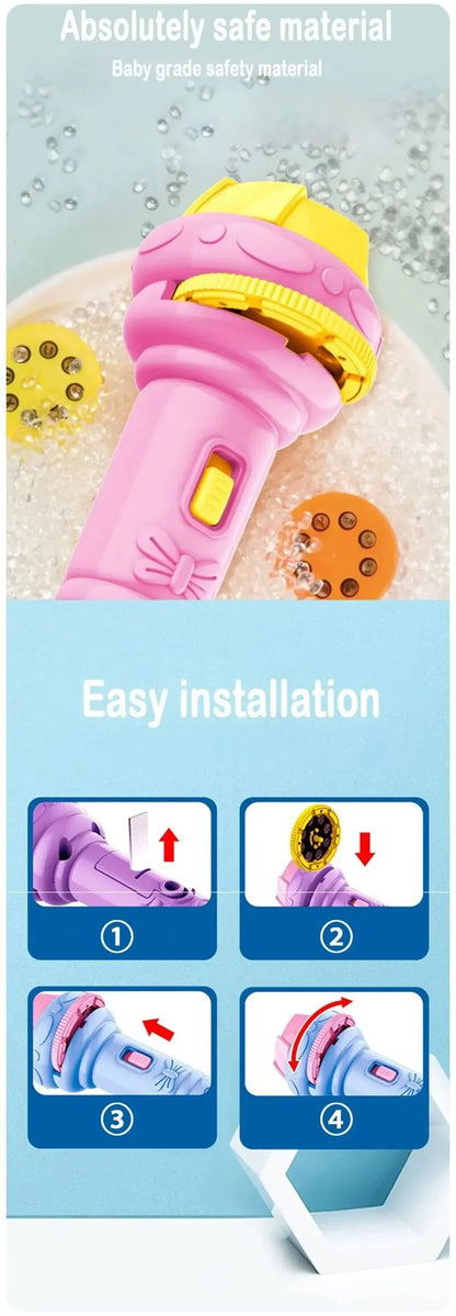 10 Cards Cartoon Projection Flashlight 80 Patterns Creative Children Flashlight Toy Projector Baby Toys Bedtime Story Book Toy Beauty Fashion