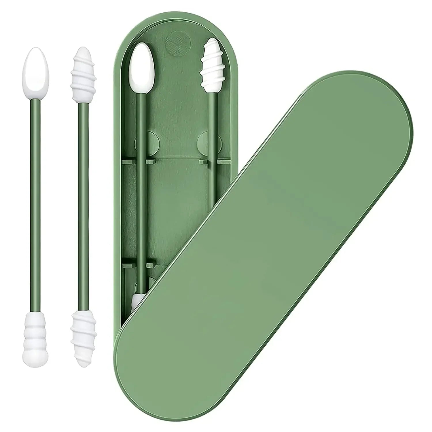 2Pcs Reusable Silicone Ear Swabs with Case Ear Cleaning Cosmetic Silicone Buds Swabs Sticks Double-headed For Cleaning Makeup Beauty Trend Shop