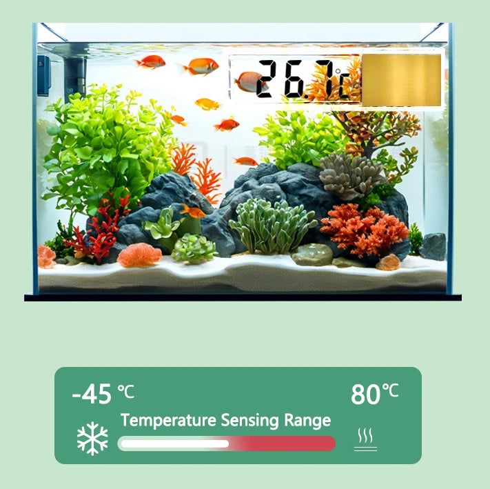 1pc Aquarium Thermometer 3D Digital LED Electronic Fish Tank Temperature Fish Turtle Temp Meter Aquarium Decoration Beauty World Shop