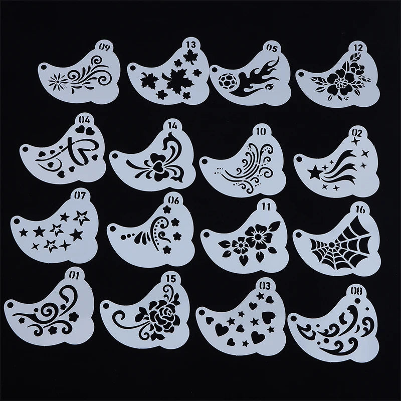 16Pcs Reusable Face Paint Stencils, DIY Body Art & Eyebrow Templates for Kids, Washable & Safe for Parties and Crafts Beauty World Shop