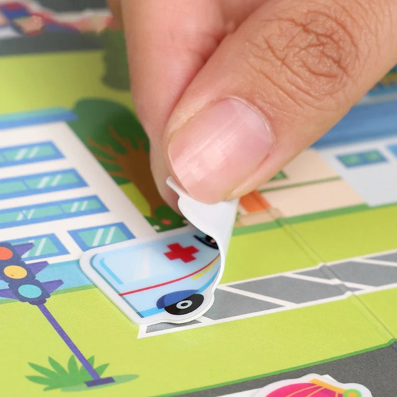 1 Book Jelly Sticker Book Quiet Book DIY Fun for Children's Scene Stickers Repeatedly Paste Puzzle Sticker Book Beauty World Shop