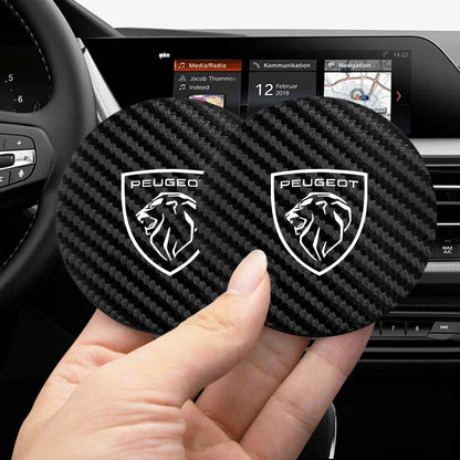 2Pcs Car coaster water anti slip pad silicone waterproof interior accessories For New Peugeot 206 208 207 3008 308 2008 107 508 Beauty World Shop