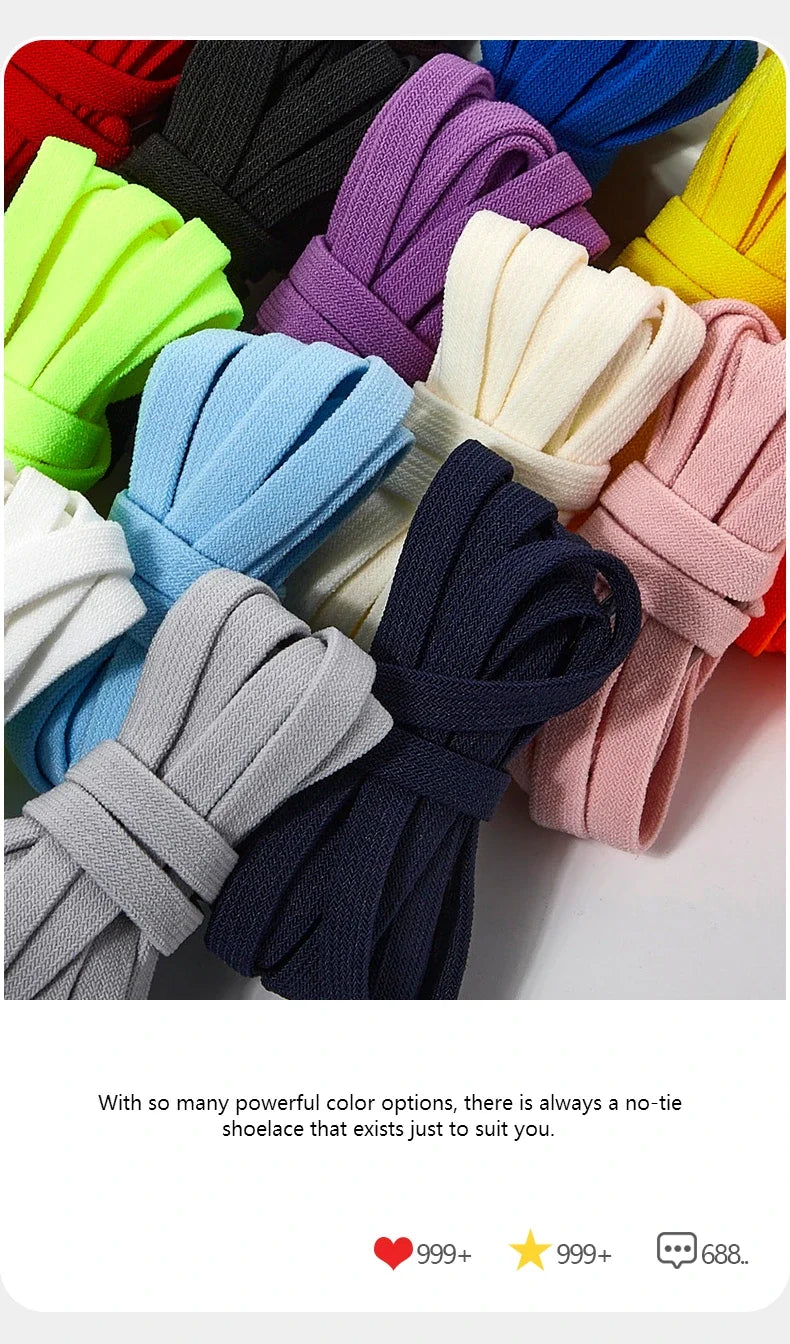 No tie Shoelaces for Shoes 8MM Flat Elastic laces Sneakers Kids Adult Quick Shoelace without ties Shoe Accessories Beauty World Shop