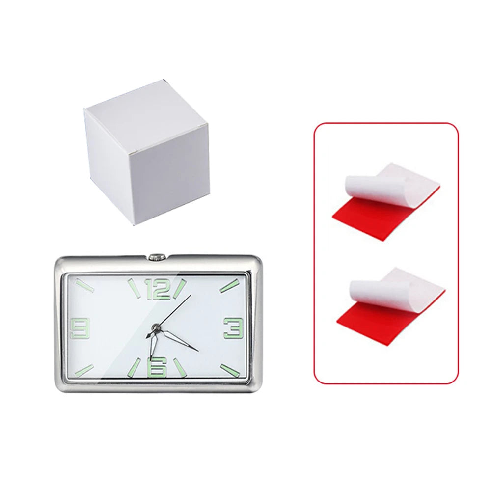 Auto Fashion Square Watch Car Clock Interior Decoration Self-adhesive Electronic Vent Clip Watch Automobile Quartz Clock Beauty World Shop