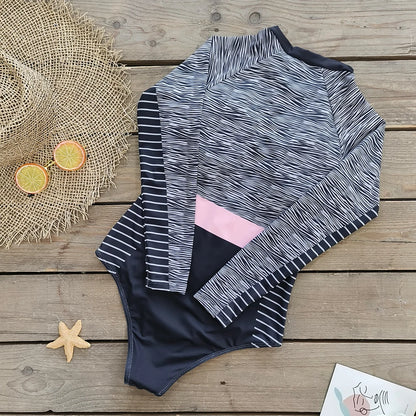 2026 Surfing Sport Swimsuit Long Sleeves Women One Piece Swimsuit  Swimwear Solid Monokini Bathing Suit Tropical Bodysuit Female Beauty World Shop