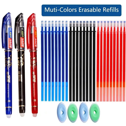 Erasable Gel Pen Set Ballpoint Pens Rod 0.5mm Refills Muti-Colors Ink Washable Handle Stationery School Office Writing Supplies Beauty World Shop