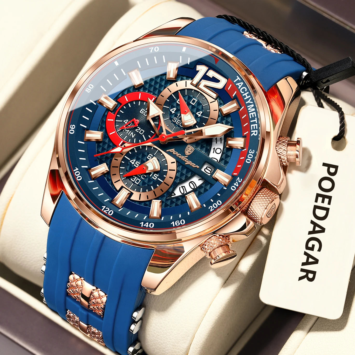 POEDAGAR Luxury Watch For Men Date Chronograph Luminous Waterproof Silicone Male Watch Fashion Sports Quartz Men's Watches Reloj Beauty World Shop