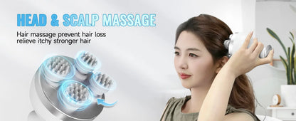 Electric Smart Head Massager Body Massage Neck Deep Tissue Kneading TYPE-C Wireless Waterproof Mini Scalp Massager  Stress Relax Beauty World Shop