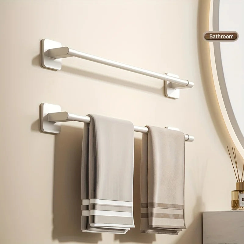 1 Piece Of Bathroom Facilities White Non-Perforated Wall-Mounted Bathroom Towel Bar Size 40-60cm Storage Rack Towel Rack Beauty World Shop