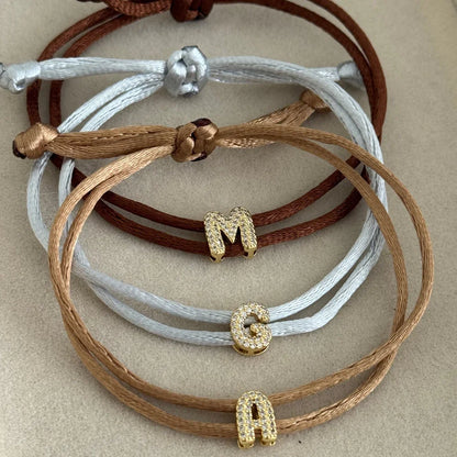 Vlen Initial Letter Cord Bracelet Micro Pave Zircon Alphabet Letter Personalized Friendship Rope Bracelets Women Jewelry Gift Beauty World Shop
