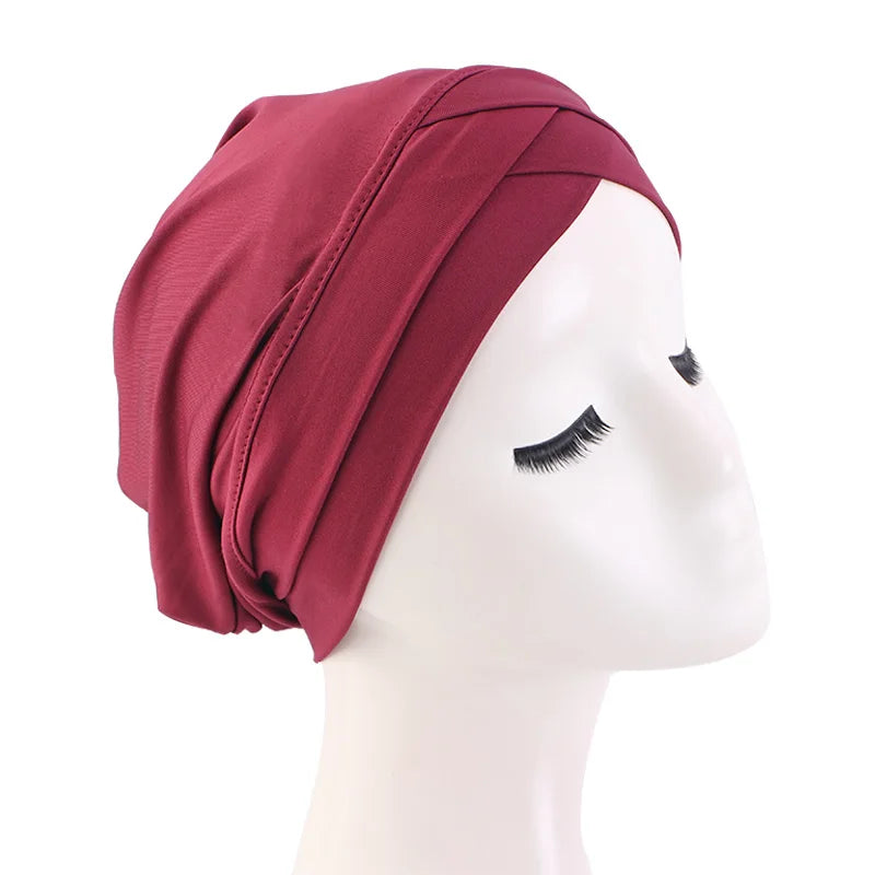New Women cross muslim hijab inner hat Islamic UnderScarf Arab Wrap Chemo Bandana Muslim Scarf Hijab Bonnet Cap Indian Hat Beauty World Shop