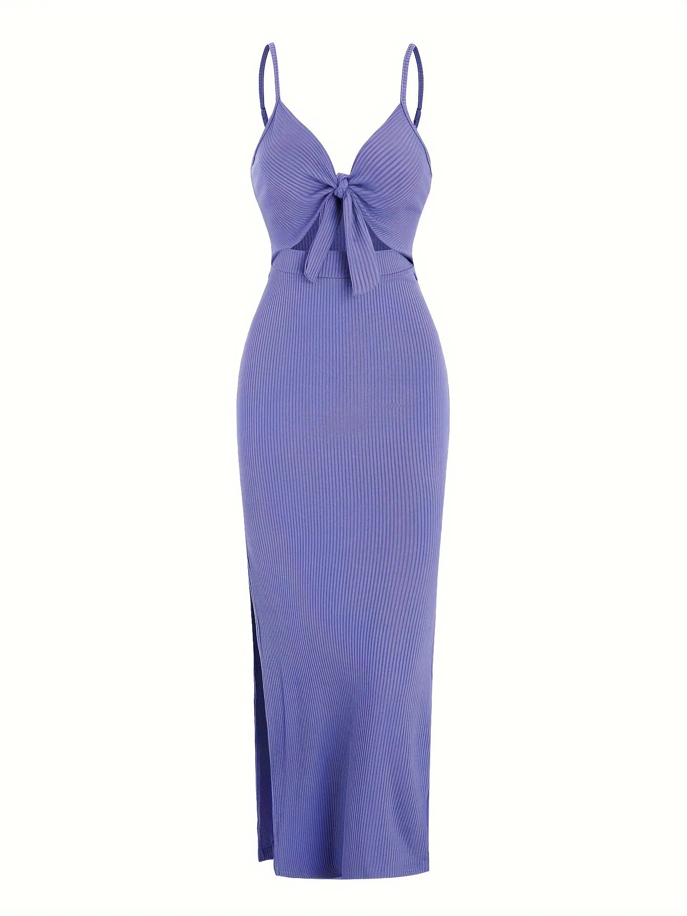 Europe and America knit simple sleeveless suspender dress in spring and summer, leaking back and sexy long skirt with neck. Beauty World Shop