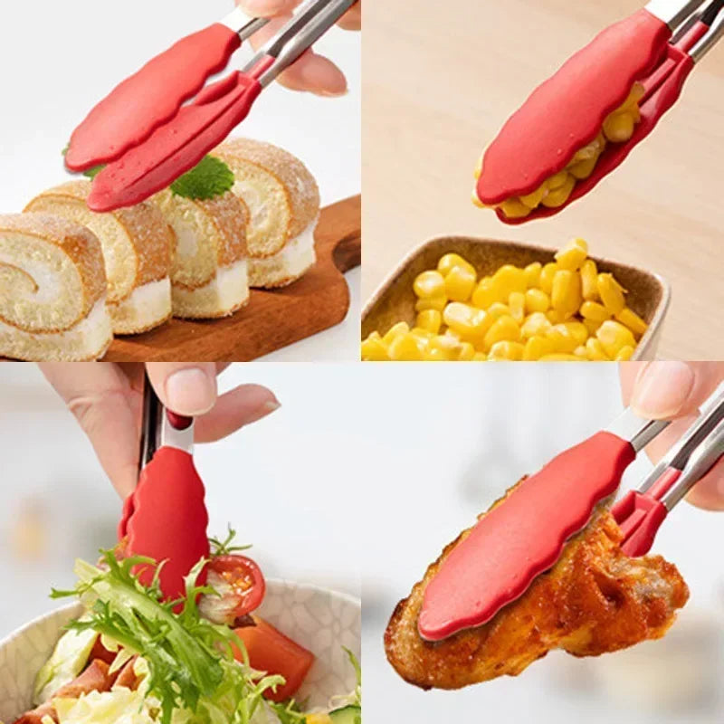 7 Inch Food Tongs Creative Non-slip BBQ Grilling Tongs Salad Bread Cooking Clip Clamp Serving Utensils Tongs Kitchen Accessories Beauty Trend Shop