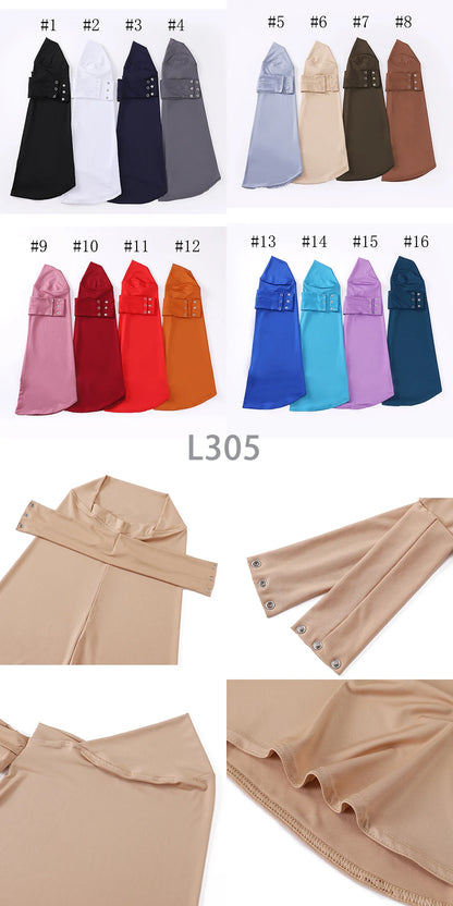 New Instant Jersey Hijab Undercap Hijabs for Woman Muslim Women Hijab Cap Full Cover Snap Fastener Head Wraps Scarf Islam Turban Beauty World Shop