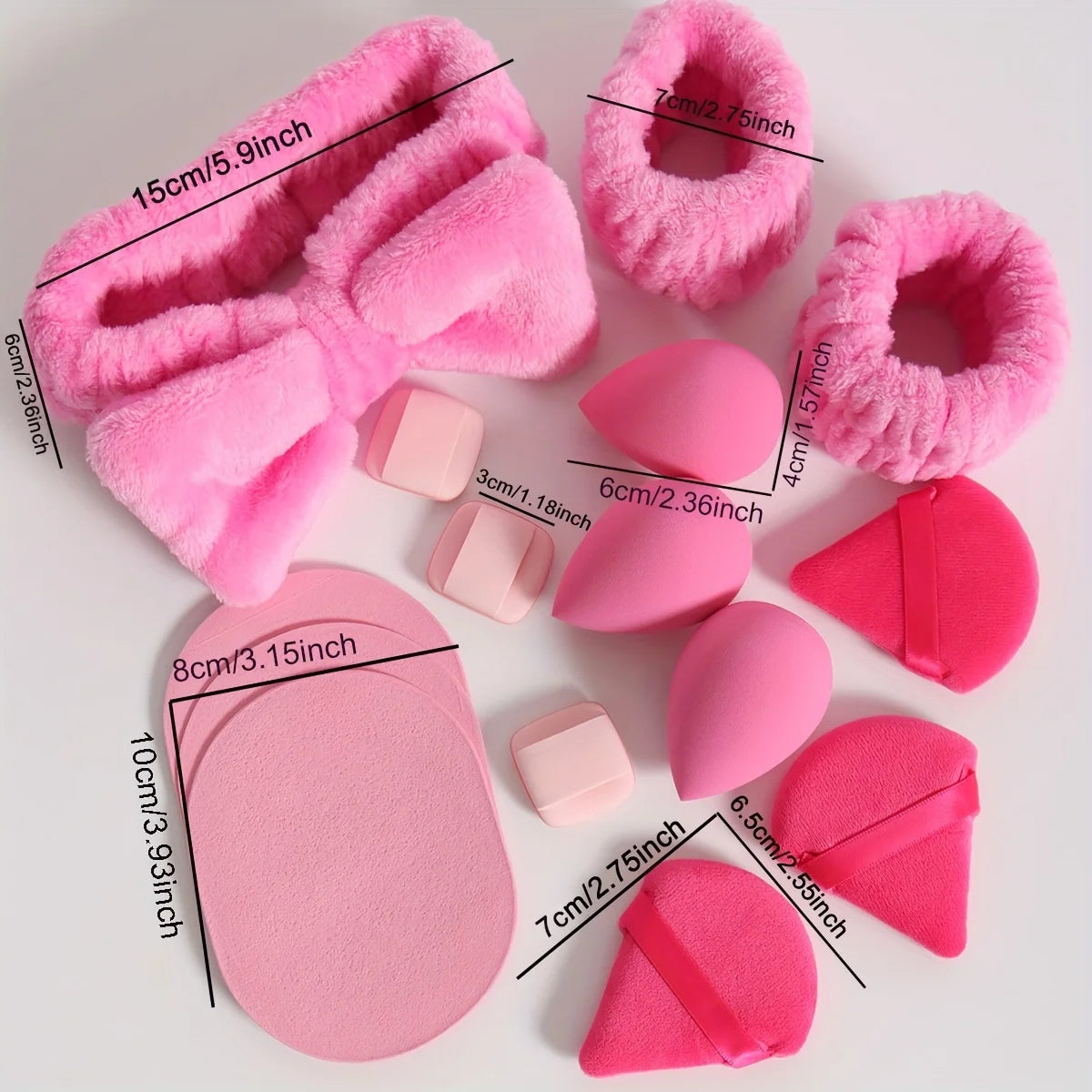 15 件套 Cosmetic Puff Makeup Sponge Blender Beauty Egg Foundation Sponges Puff Wash Face Headband Wristband Make up Accessories Beauty World Shop