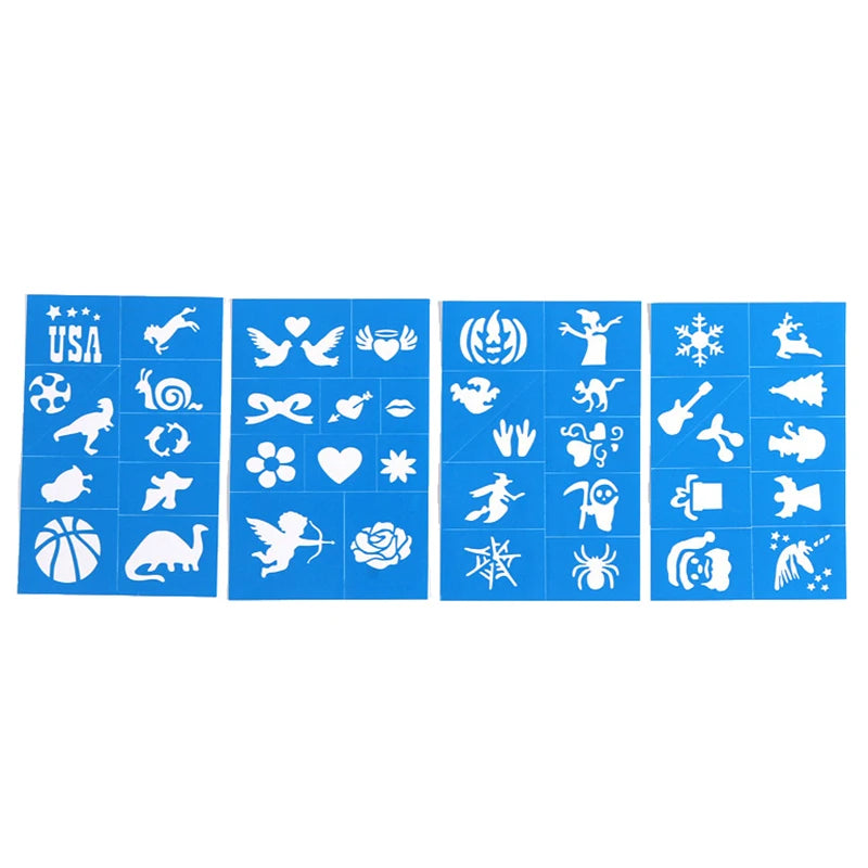 Halloween Face Kids Tattoos Templates Painted Stencils Glitter Airbrush Child Face Paint Tattoos Stencil (Random Patterns) Beauty World Shop