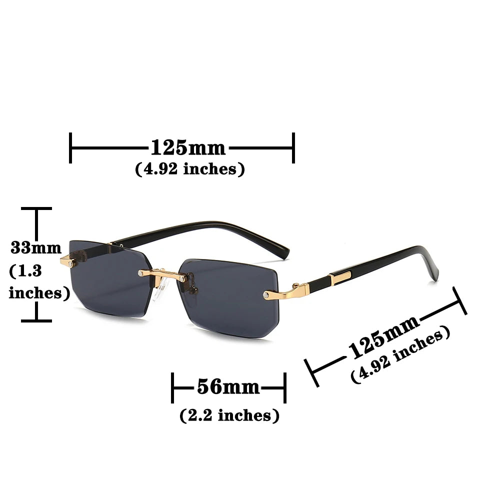 Rimless Sunglasses Rectangle Fashion Popular Women Men Shades Small Square Sun Glasses For Female Male Summer Traveling Oculos Beauty World Shop