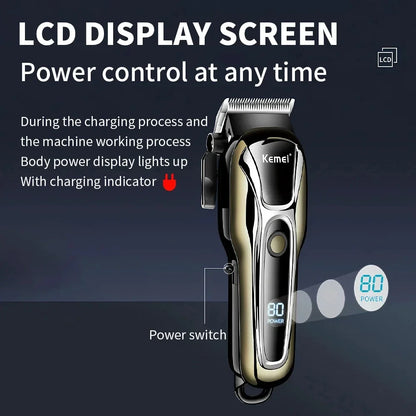 Kemei PG1990A USB Rechargeable Electric Hair Clipper Professional Cordless Men Hair Trimmer Men's Hair Cutting Machine Trimmer Beauty Trend Shop