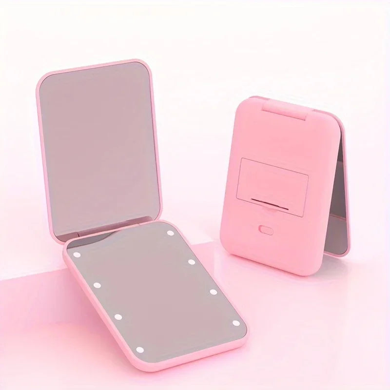 Mini Handheld Makeup Compact Folding Travel Portable With Led Light Makeup Pocket Mirror 8 Leds for Gifts Beauty World Shop