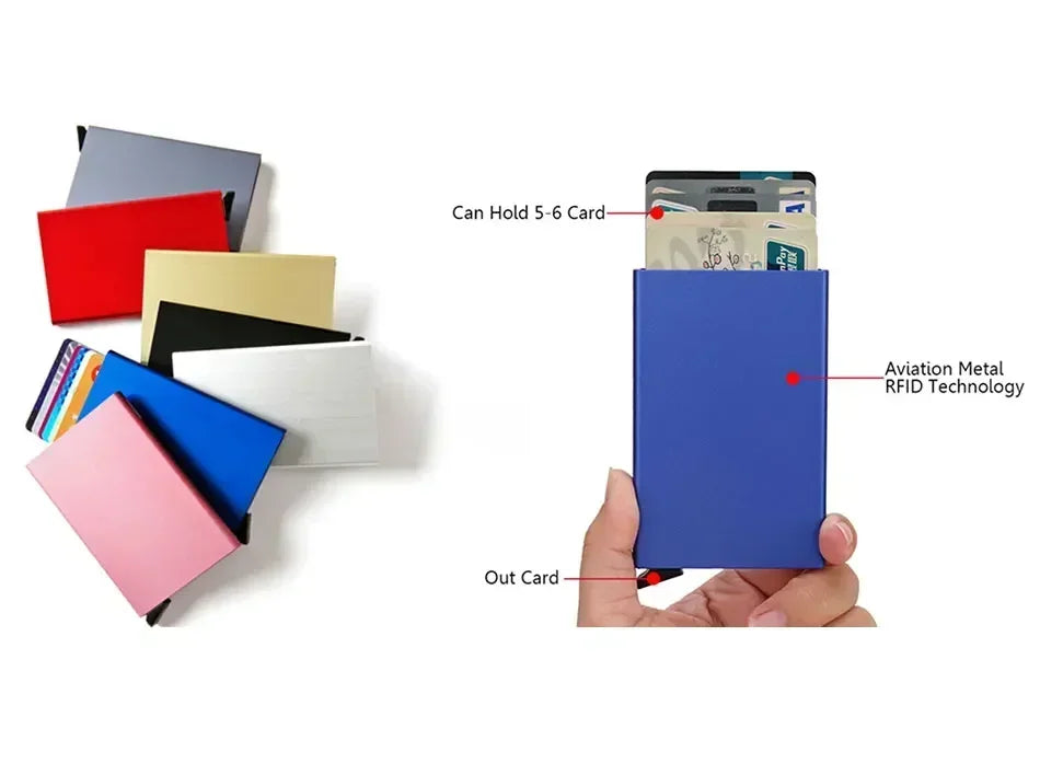 Small and Practical Pop Up Minimalist Smart Wallet Thin Slim RFID Credit Card Holder for Men Women Metal Purse Mini Wallets Beauty World Shop