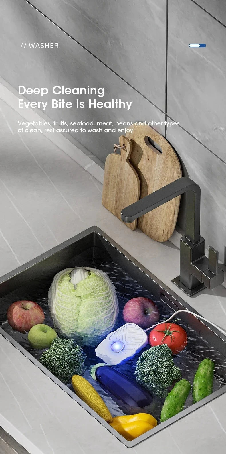 Portable Ultrasonic Vegetable and Fruit Cleaner IPX7 Waterproof Multifunctional Food Washer for Home Kitchen Use Beauty World Shop