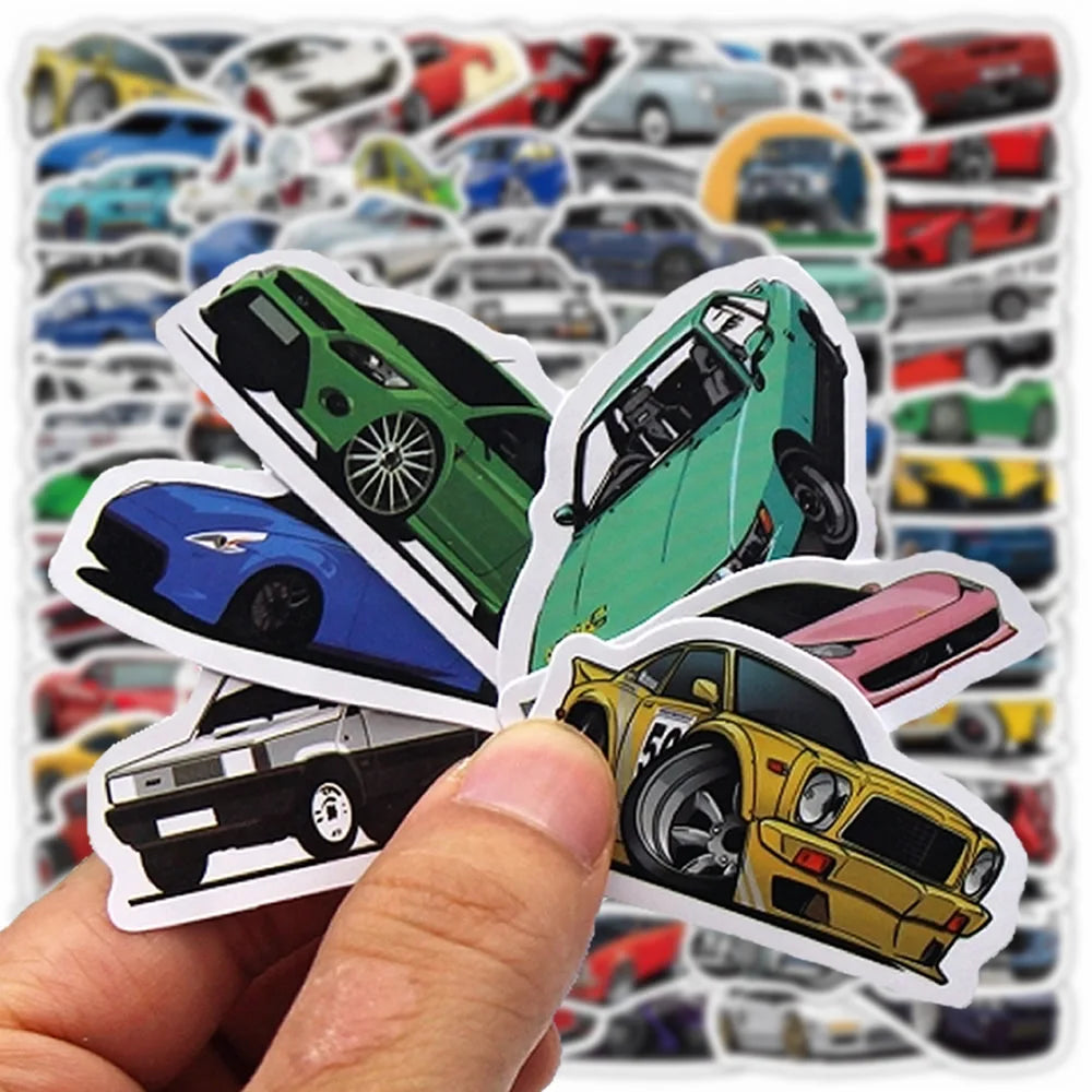 10/50/100 Pcs Retrofit Racing Car Graffiti Stickers Laptop Guitar Luggage Bike Skateboard Waterproof Sticker Decal Kid Toy Beauty World Shop