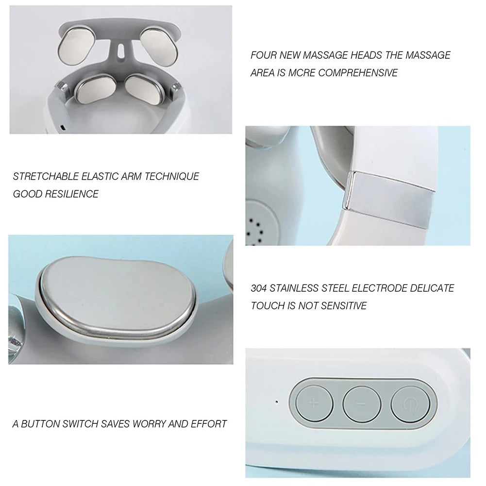 4-head Neck Massager USB Rechargeable Cervical Massager with Heat Electric Neck Massager Relaxation Gifts for Women Men Dad Mom Beauty World Shop