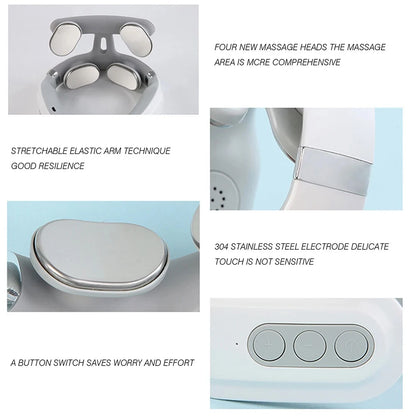 4-head Neck Massager USB Rechargeable Cervical Massager with Heat Electric Neck Massager Relaxation Gifts for Women Men Dad Mom Beauty World Shop