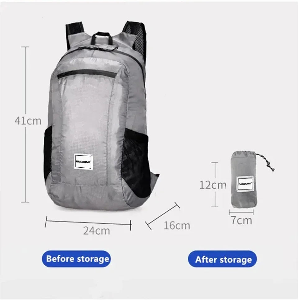 Outdoor Hiking Bag 20L Lightweight Portable Backpack Foldable Waterproof Folding Ultralight Pack for Women Men Travelling Hiking Beauty World Shop