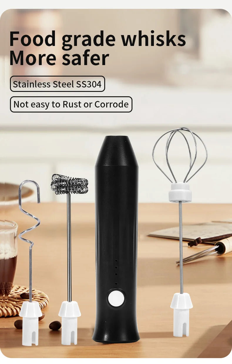 Wireless Milk Frother Electric Type-C Handheld Blender Stainless Steel Mini Coffee Maker Whisk Mixer For Coffee Cappuccino Cream Beauty World Shop