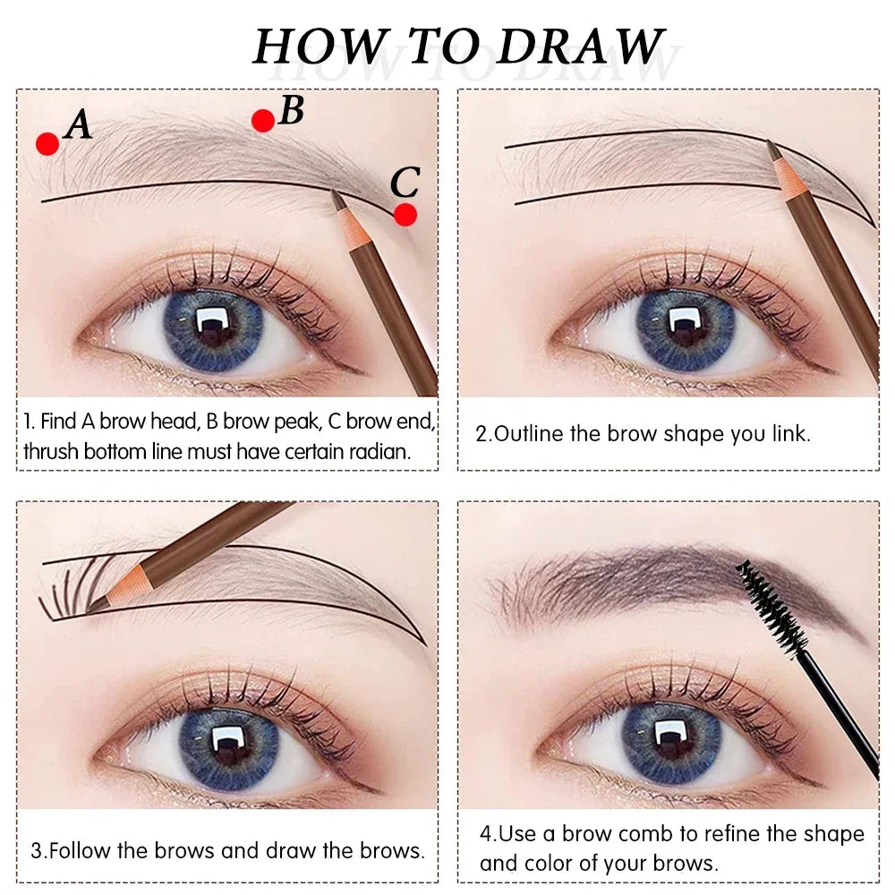 5pcs Professional Microblading Pencil Permanent Eyebrow Pencil Tattoo Waterproof Art Tint Makeup Eye Brow Pen Enhancers Cosmetic Beauty Trend Shop