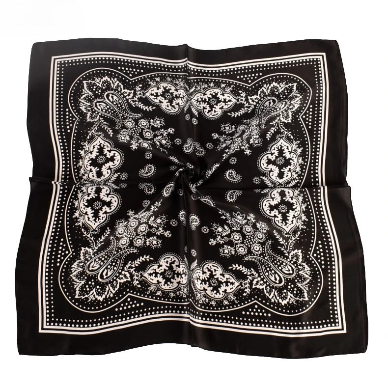 68cm Paisley Small Cashew Flower Scarf for Women Spring and Summer Thin Satin Square Scarf Retro Versatile Headscarf Shawl Beauty World Shop
