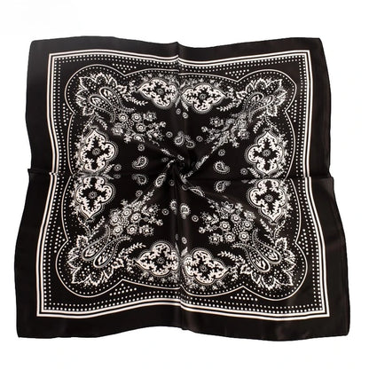 68cm Paisley Small Cashew Flower Scarf for Women Spring and Summer Thin Satin Square Scarf Retro Versatile Headscarf Shawl Beauty World Shop
