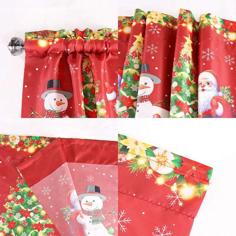 Christmas Short Curtains Valances Merry Christmas Decorations For Home 2025 Xmas Navidad Kitchen Bedroom Ornaments New Year 2026 Beauty World Shop