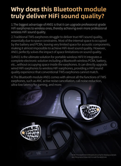 KZ AN01 Wireless Bluetooth 5.4 Cable Ear Hook With Charging Case For KZ Castor PRO PR2 PR3 ZSXPRO ZVXPRO Krila
