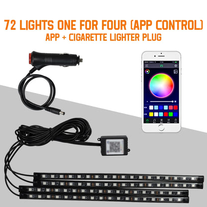 Neon 36 48 72 LED Car Interior Ambient Foot Light Wireless Remote Music APP Control Auto RGB Atmosphere Decorative Lamp Beauty World Shop
