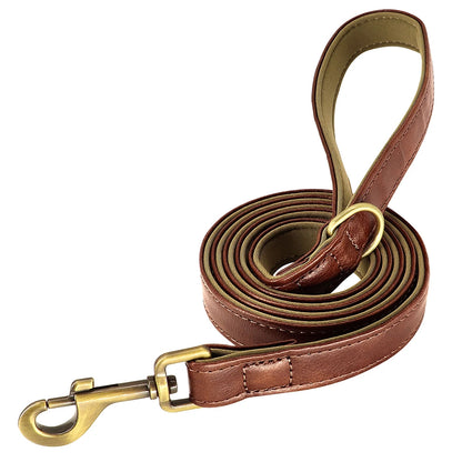 Customized Leather Dog Collar Leash Set Soft Padded Leather Collar For Small Medium Large Dogs With Free Engraved Nameplate Beauty World Shop