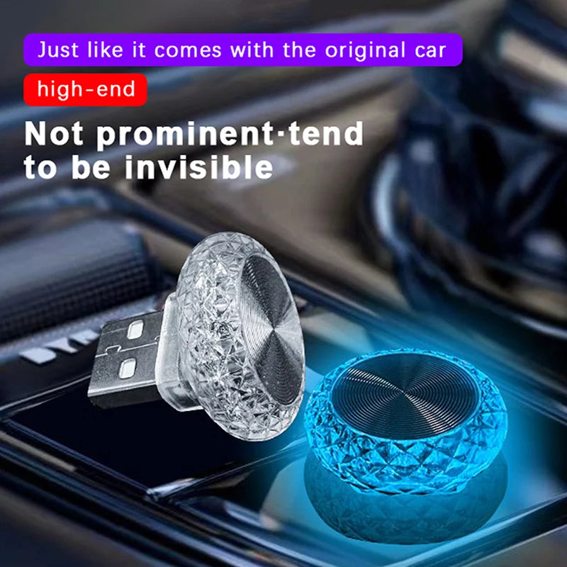 Portable Car USB Ambient Light Mini LED Decorative Atmosphere Lamps For Auto Interior Environment Light Computer Light Plug Play Beauty World Shop