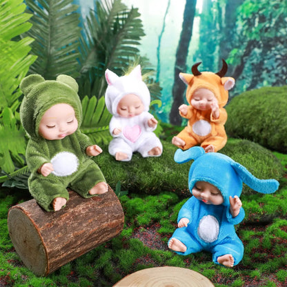 6/8Pcs Set Sleeping Mini Baby Dolls Reborn Lifelike Toys Cute Adorable Dolls With Butterfly Crocodile Sunflower Comfort Toy Gift Beauty World Shop