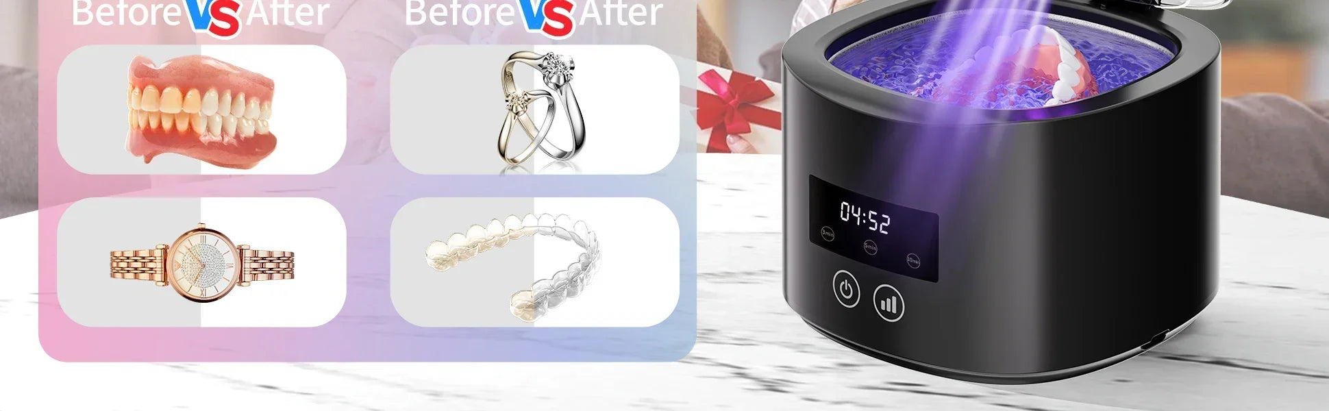 NEW HOT Small portable cleaning machine full-automatic household cleaning jewelry braces contact lens cleaner Beauty World Shop