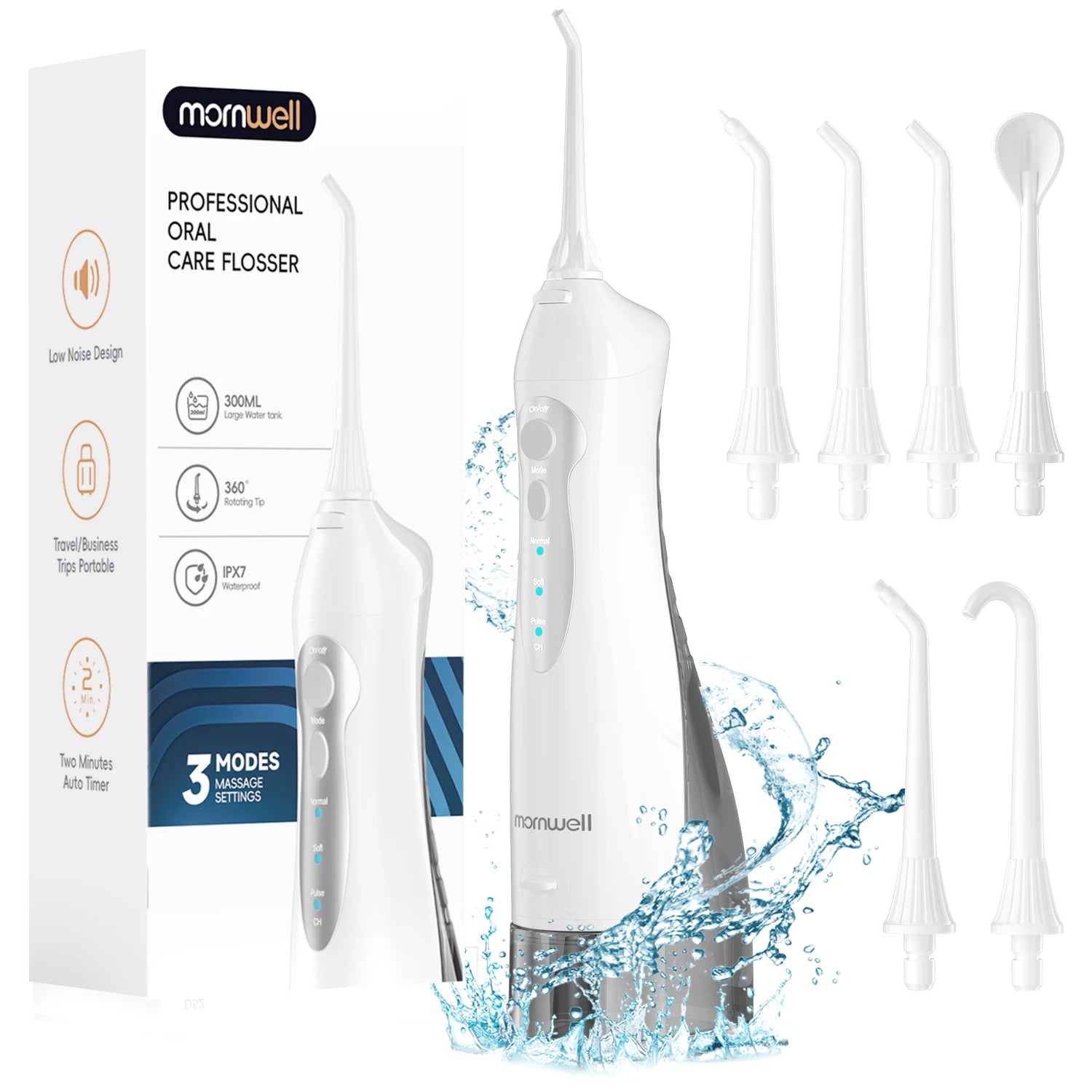 D52 Portable Cordless Water Flosser USB Rechargeable Water Jet Floss Tooth Pick 6 Jet Tip 300ml 3 Modes Teeth Clean for Travel Beauty World Shop