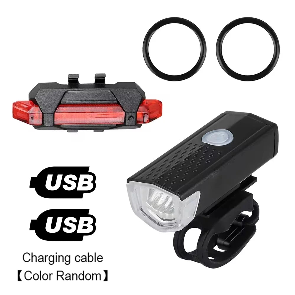 Bike Light Set Front Light with Taillight USB Rechargeable Easy to Install 3 Modes Bicycle Accessories for the Bicycle Road MTB Beauty World Shop