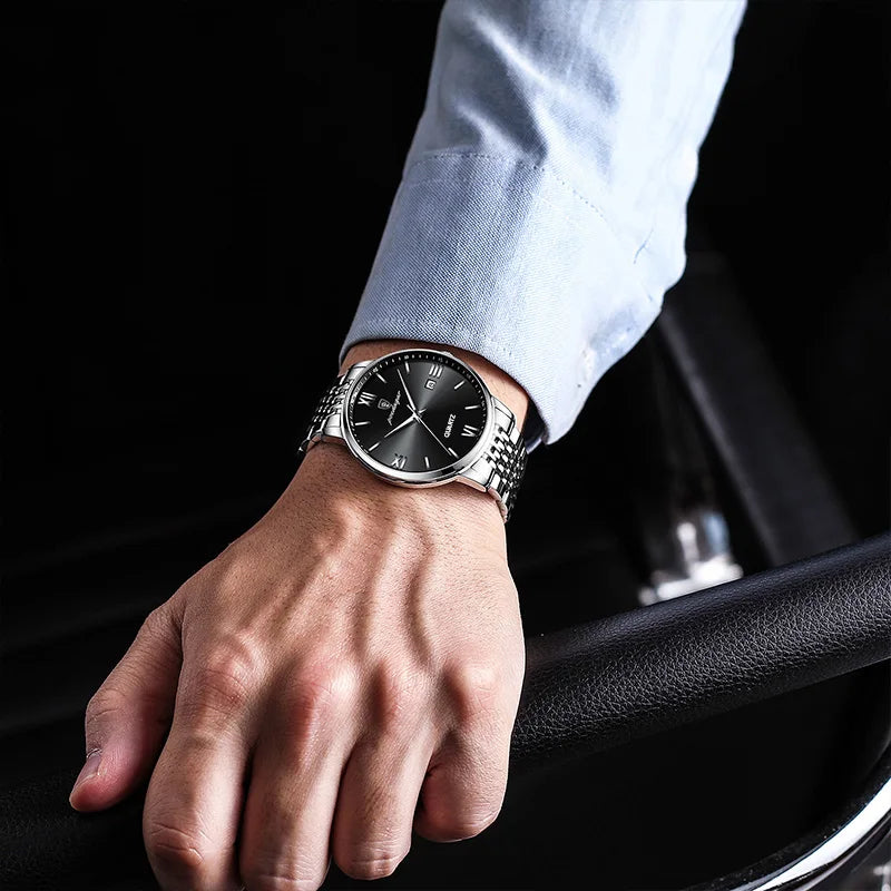 POEDAGAR Luxury Sports Men's Wristwatch Stainless Steel Waterproof Date Man Watch High Quality Casual Fashion Quartz Men Watches Beauty World Shop