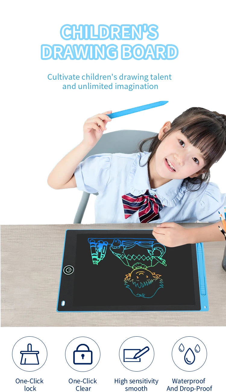 6.5/8.5/10/12 Inch LCD Drawing Tablet for Kids, Rechargeable Erasable Board with Pen, Travel Educational Toy Gift for Boys Girls Beauty Fashion