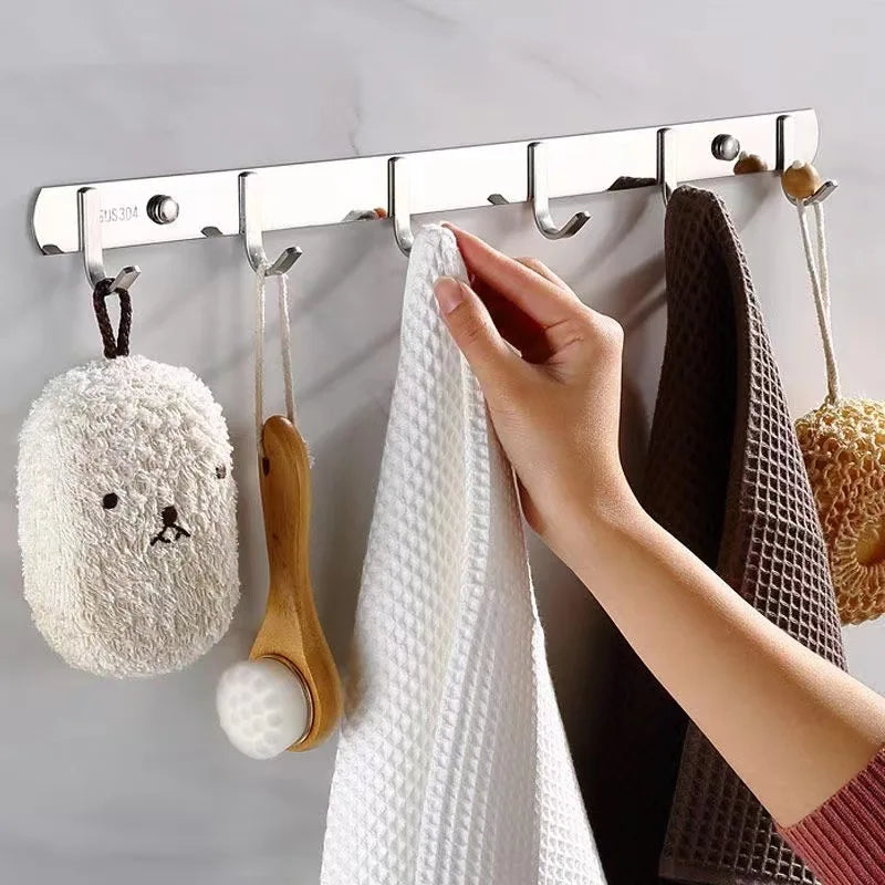 Stainless Steel Hook Hooks Toilet Clothes Hook Kitchen Supplies Hanger Punch-free Hook Rack Beauty World Shop