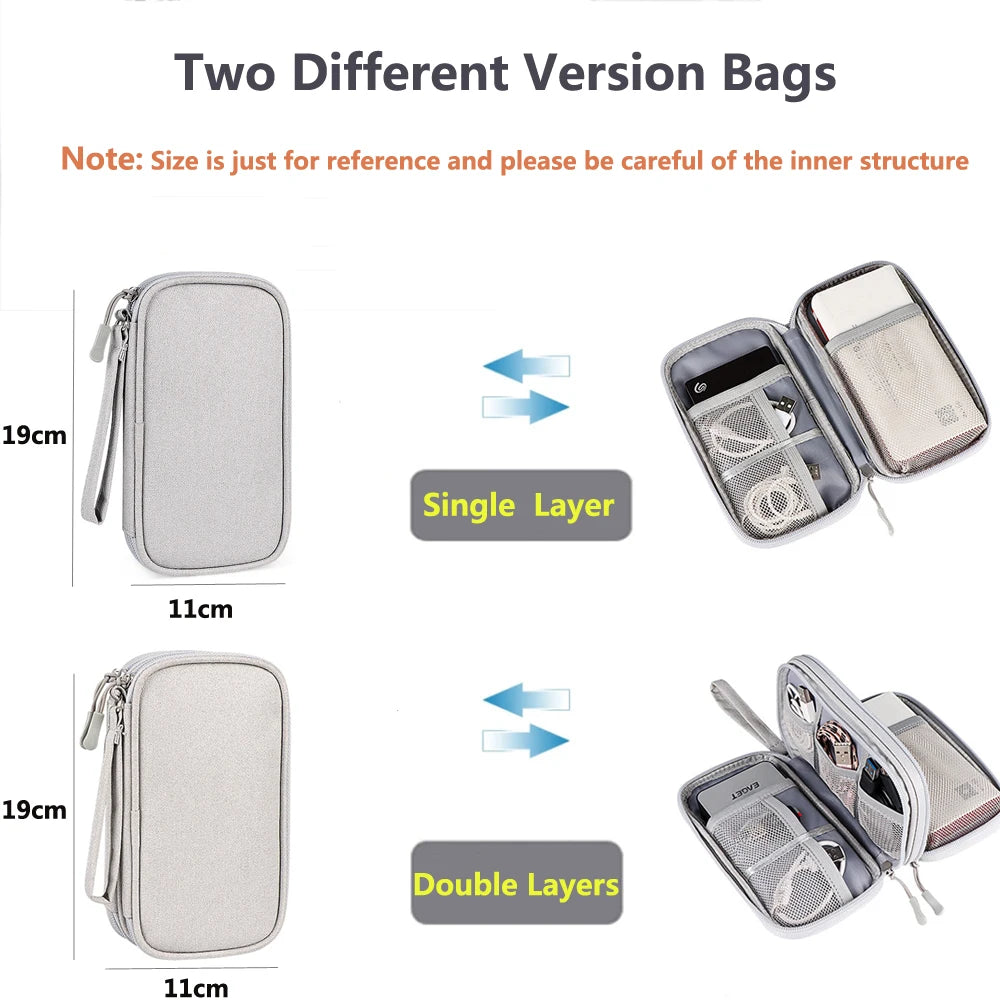 Data Cable Storage Bag Waterproof Portable Carry Case  Storage Bag Travel Organizer Bag for Cable Cord USB Charger Beauty World Shop