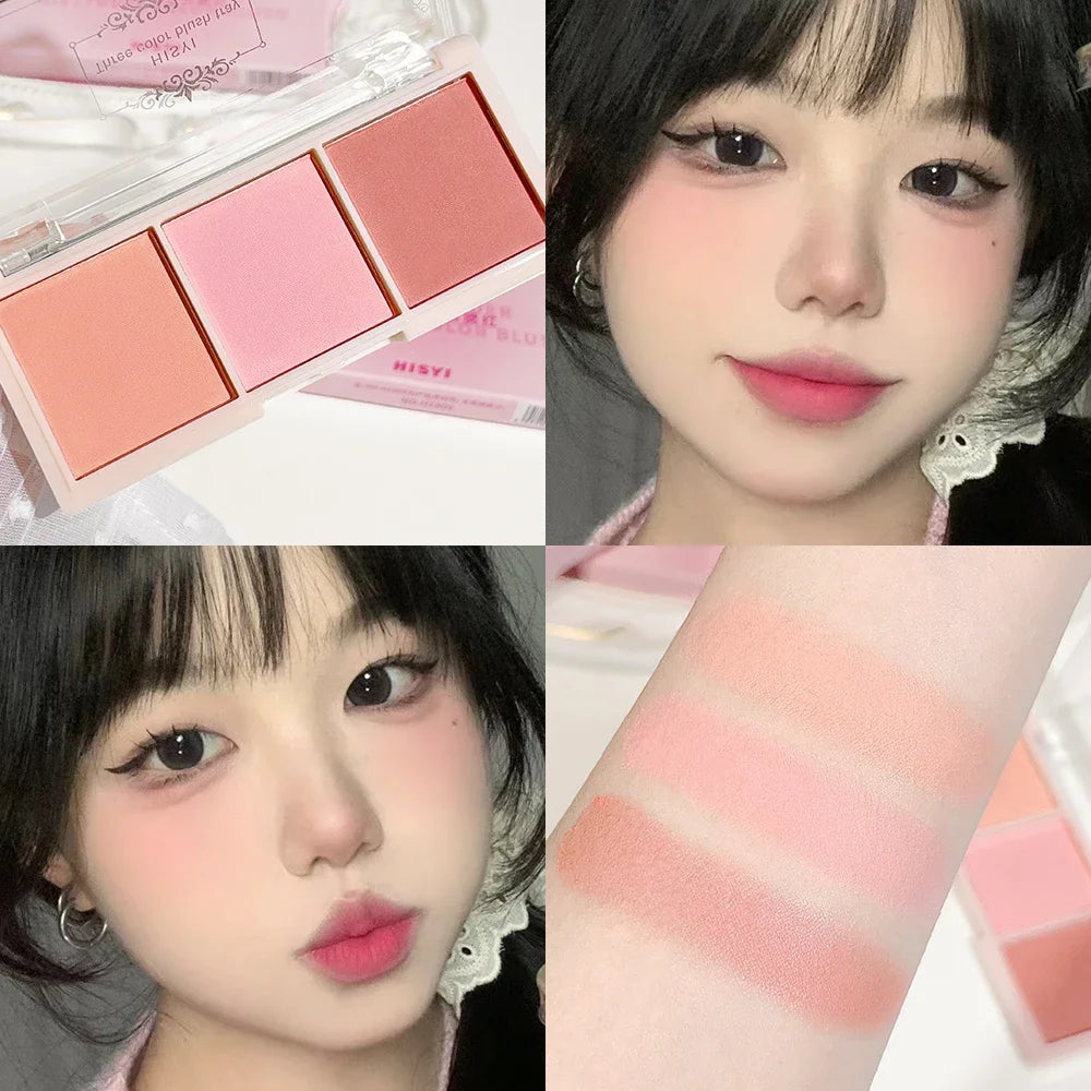 3-Color Cheek Red Plate Nude Makeup Natural Matte Milk Tea Orange Eye Shadow Makeup Lasting High Color Rendering Invisible Beauty World Shop