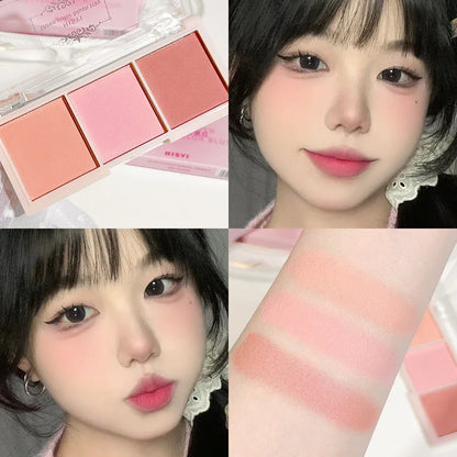 3-Color Cheek Red Plate Nude Makeup Natural Matte Milk Tea Orange Eye Shadow Makeup Lasting High Color Rendering Invisible Beauty World Shop